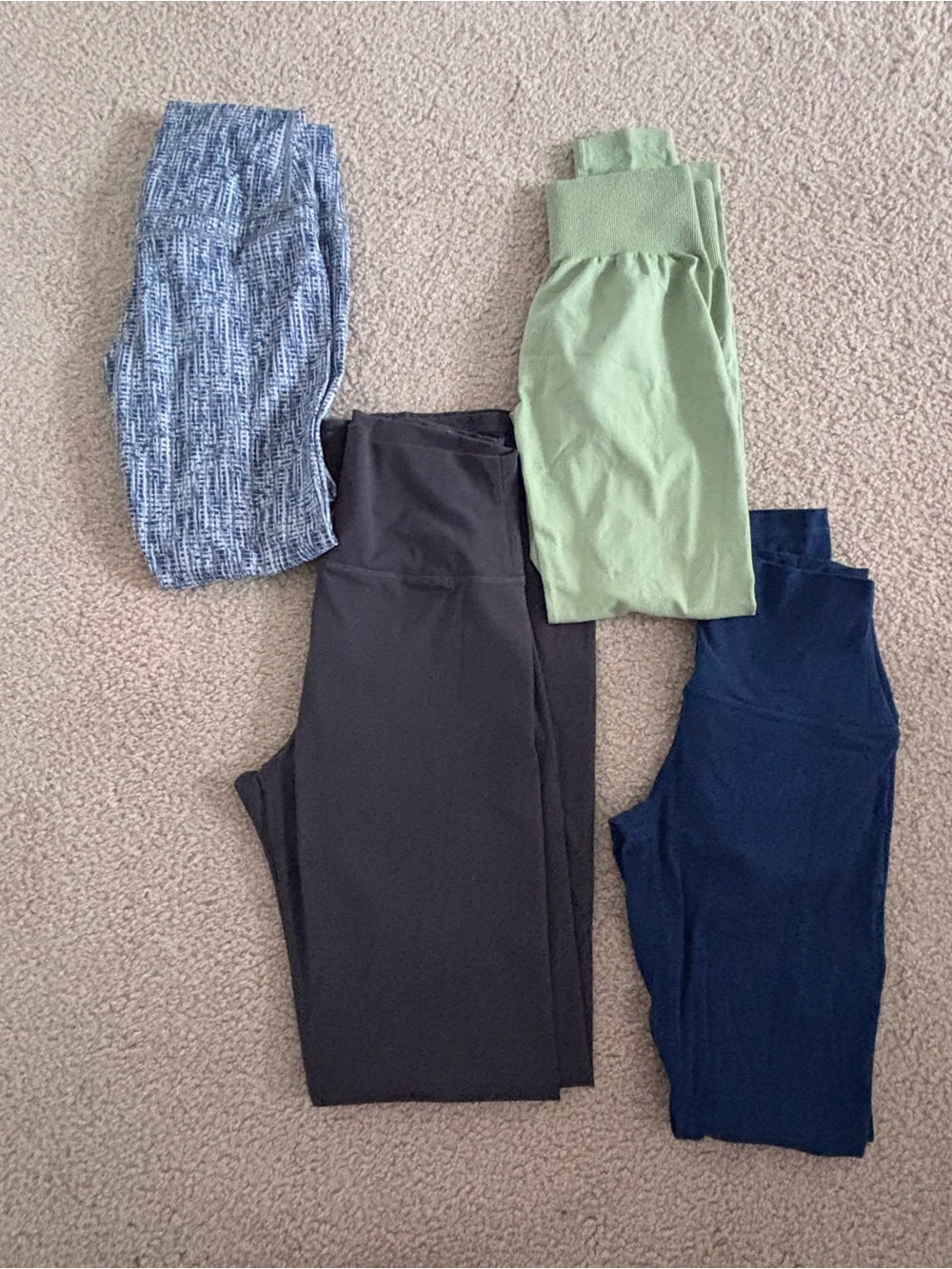 High waisted Leggings - Black, Navy, Light Green, Heather Blue